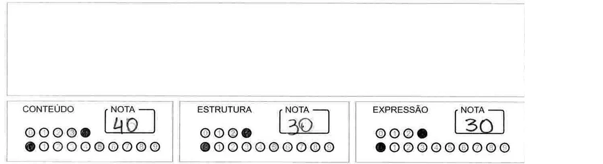 Conteúdo: 40 – Estrutura: 30 – Expressão: 30